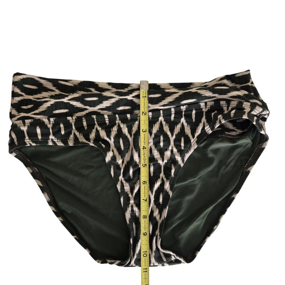 Robin Piccone 3 Swim Pieces Women M Olive Green & Cream Ikat Comfy Flattering - Picture 9 of 15